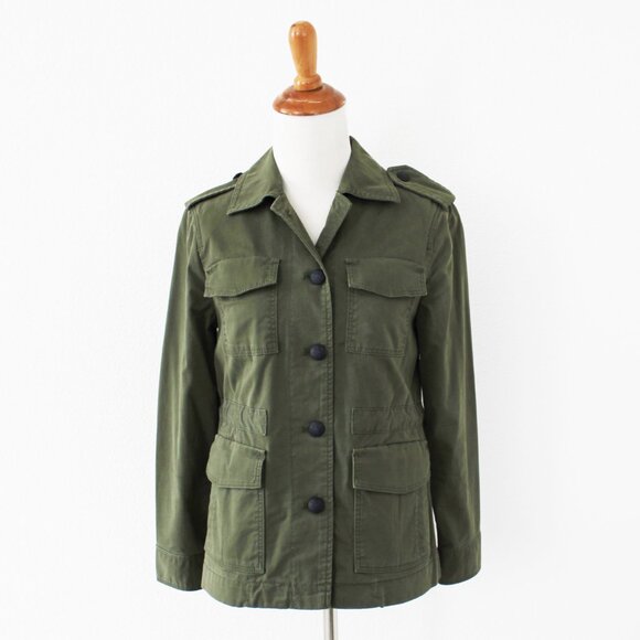 NEW Banana Republic Olive Green Twill Army Military Cargo Utility Jacket, XXSP - Picture 4 of 14